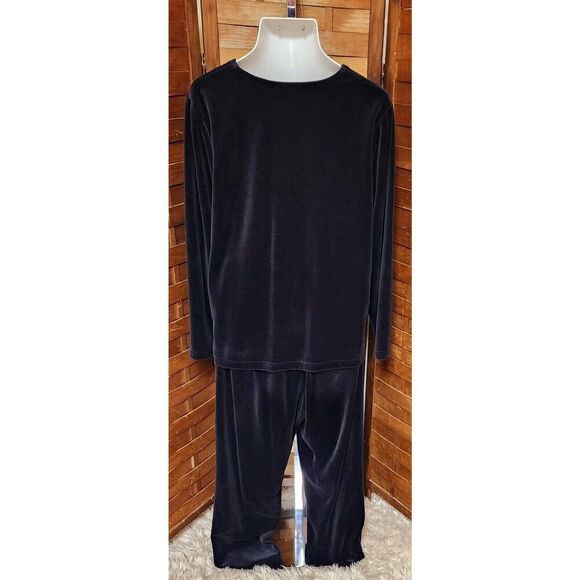 Hot Cotton Marc Ware Women Black Size 1X Velvet Velour Relaxed Outfit Top Pants - Picture 5 of 6